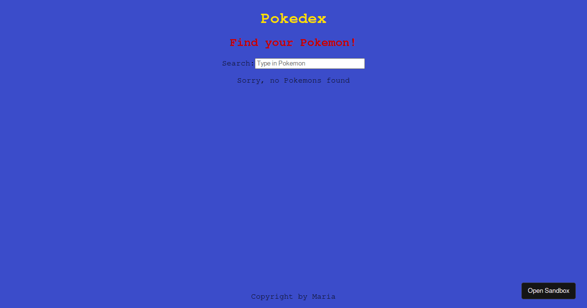 React Pokemon Search - Codesandbox