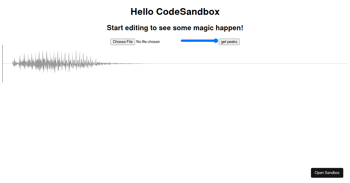 file input to webAudio buffer to toneJS bp detector - Codesandbox