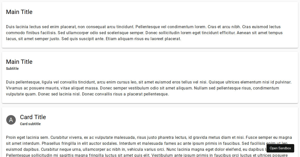 Card Example - Simple Example - Codesandbox