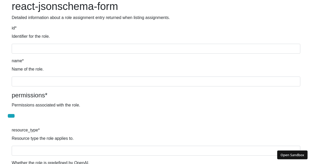react-jsonschema-form and OpenAPI (forked) - Codesandbox