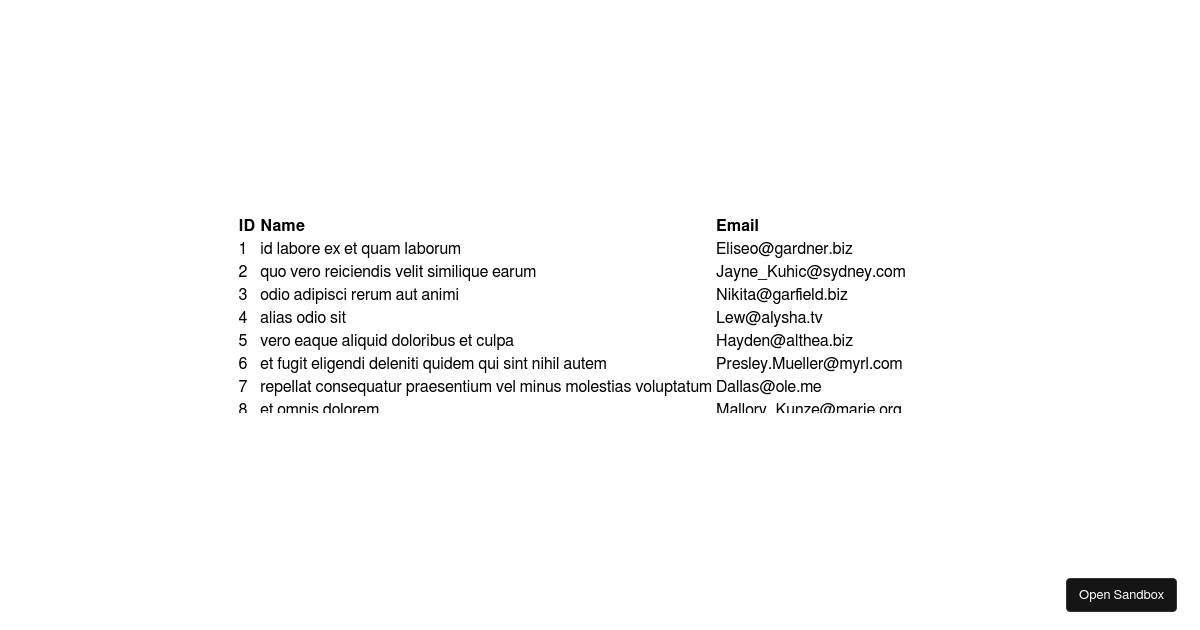 table - Codesandbox