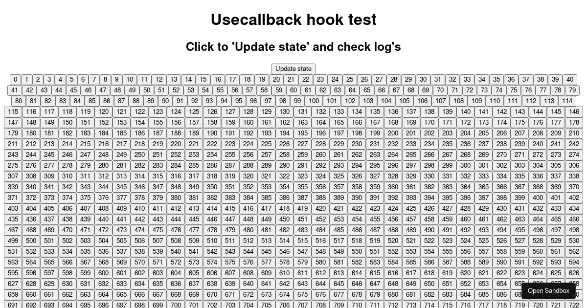useCallback test - Codesandbox