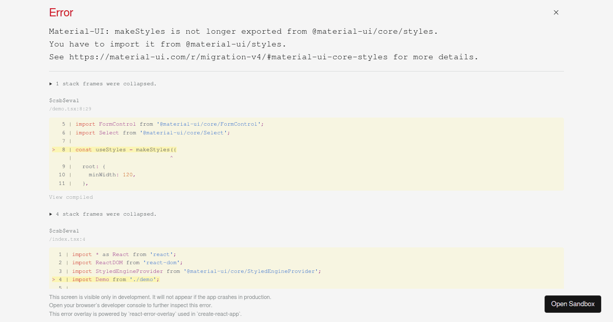 BasicSelect Material Demo - Codesandbox