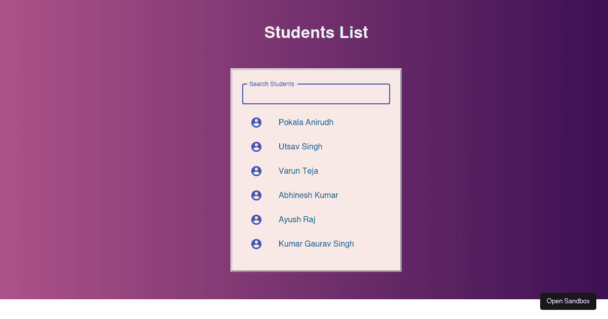 student-list-react - Codesandbox