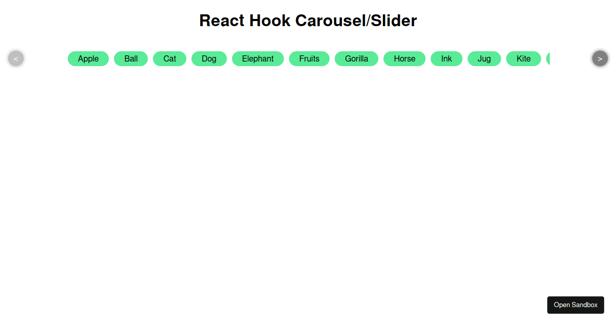 React Hook Carousel/Slider Codesandbox
