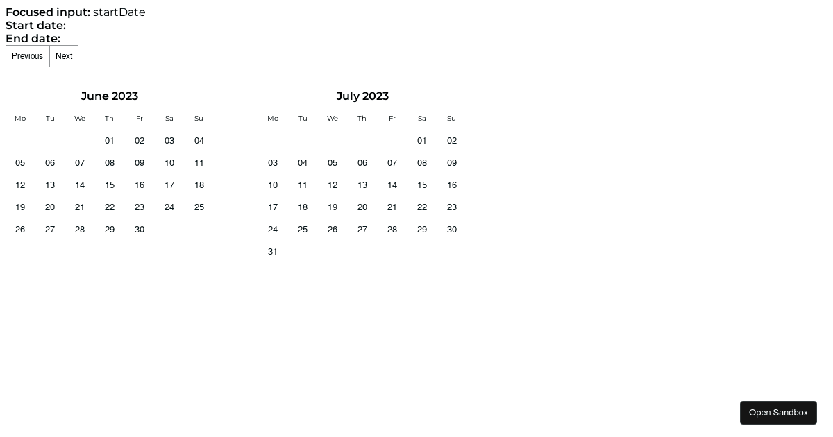 Create custom React date picker in 10 minutes (forked) - Codesandbox