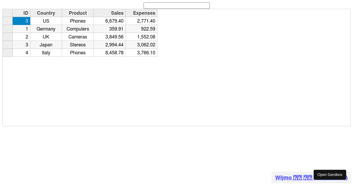 wijmo grid sample useState (forked) Codesandbox