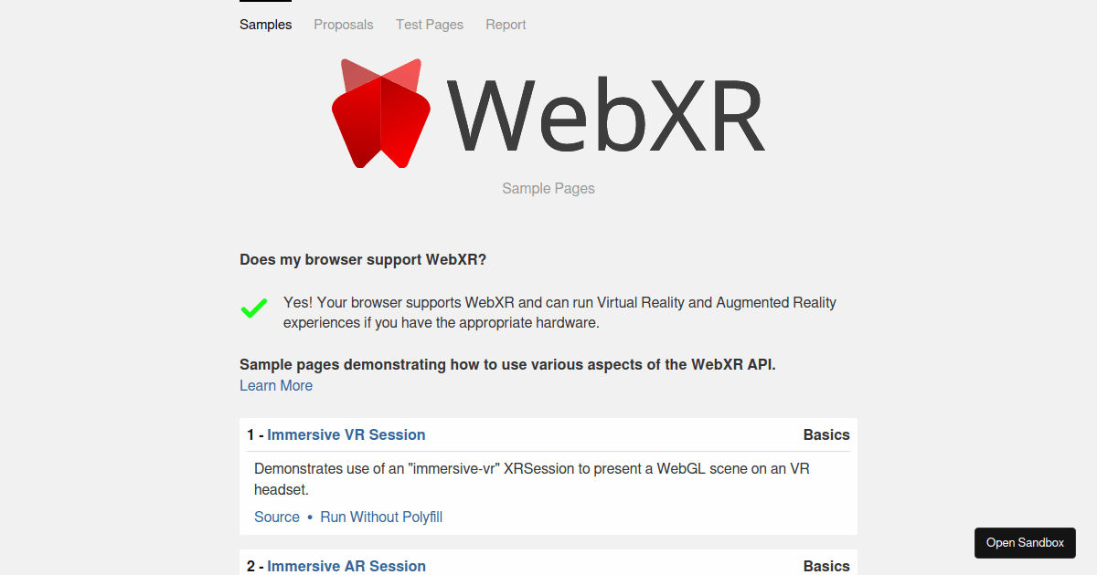 WebXR - Codesandbox