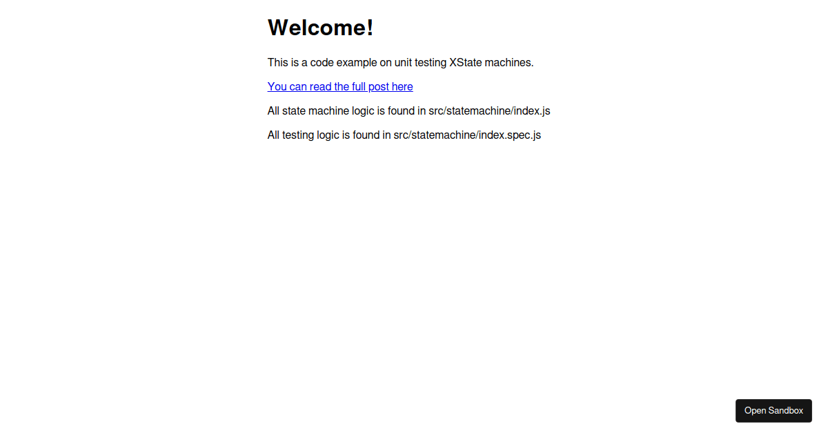 unittestingxstate Codesandbox
