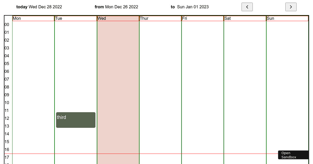 weekly calendar - Codesandbox