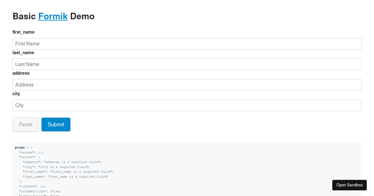 Formik Example - Codesandbox