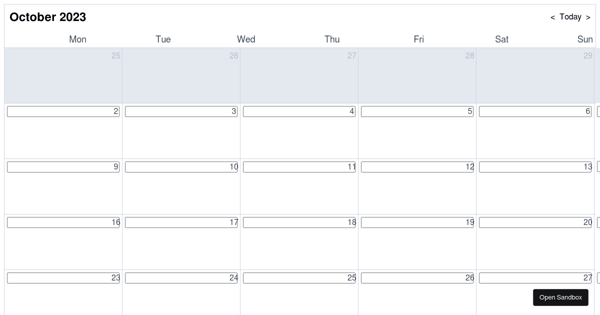Monthly Calendar (forked) - Codesandbox