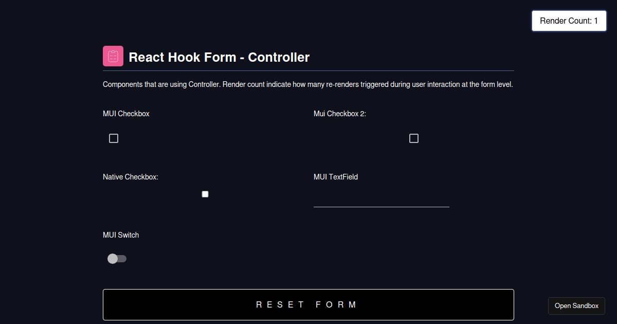 React Hook Form - Controller - Codesandbox