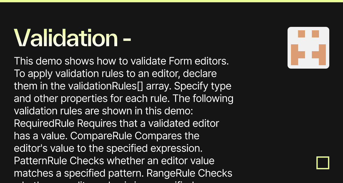 Validation - DevExtreme Form (forked) - Codesandbox
