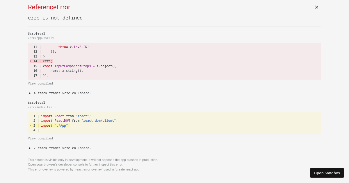 zod playgroud (forked) - Codesandbox