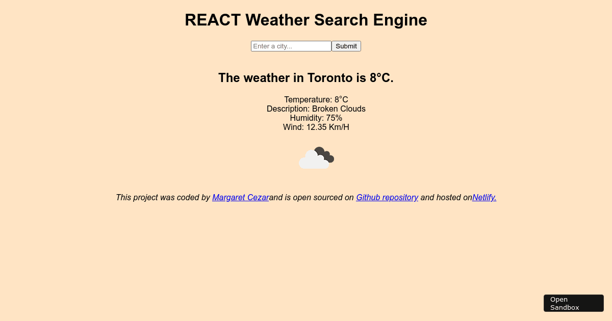 REACT Search Engine (MaggieV1) - Codesandbox
