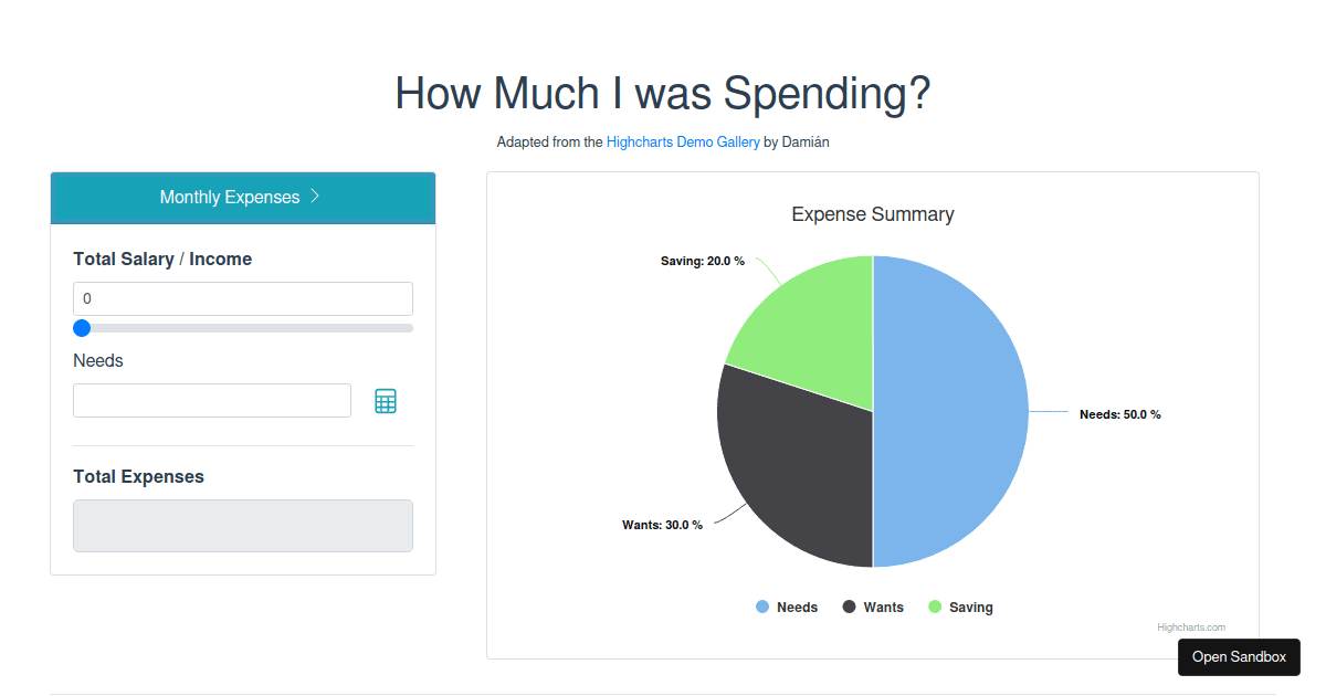 Pie-Charts Sliders - Codesandbox