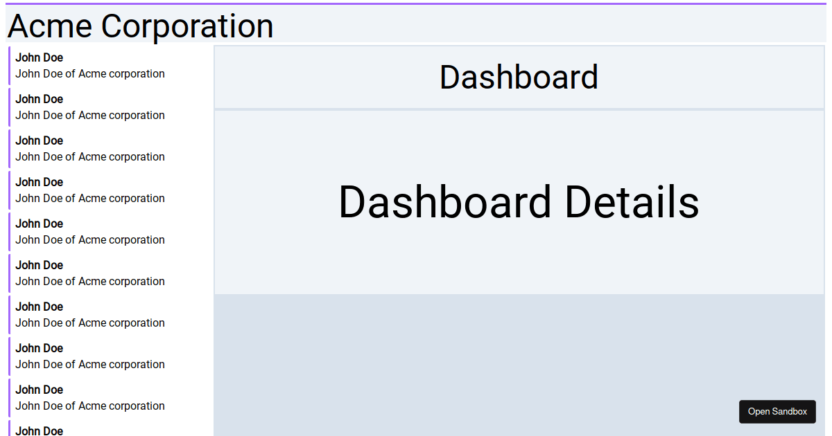 Cards Sidebar Dashboard Demo - Codesandbox