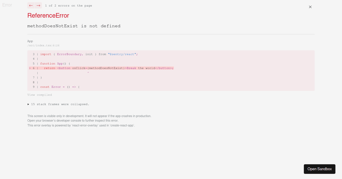 sentry-react-duplicate-errors - Codesandbox