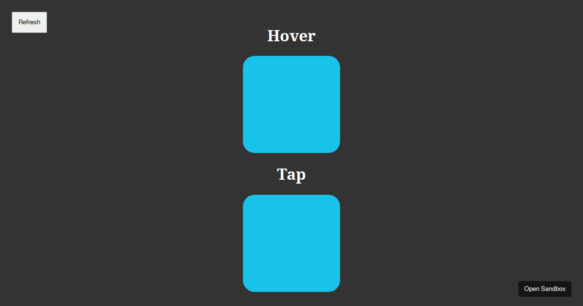 Gestures Hover and Tap - Codesandbox