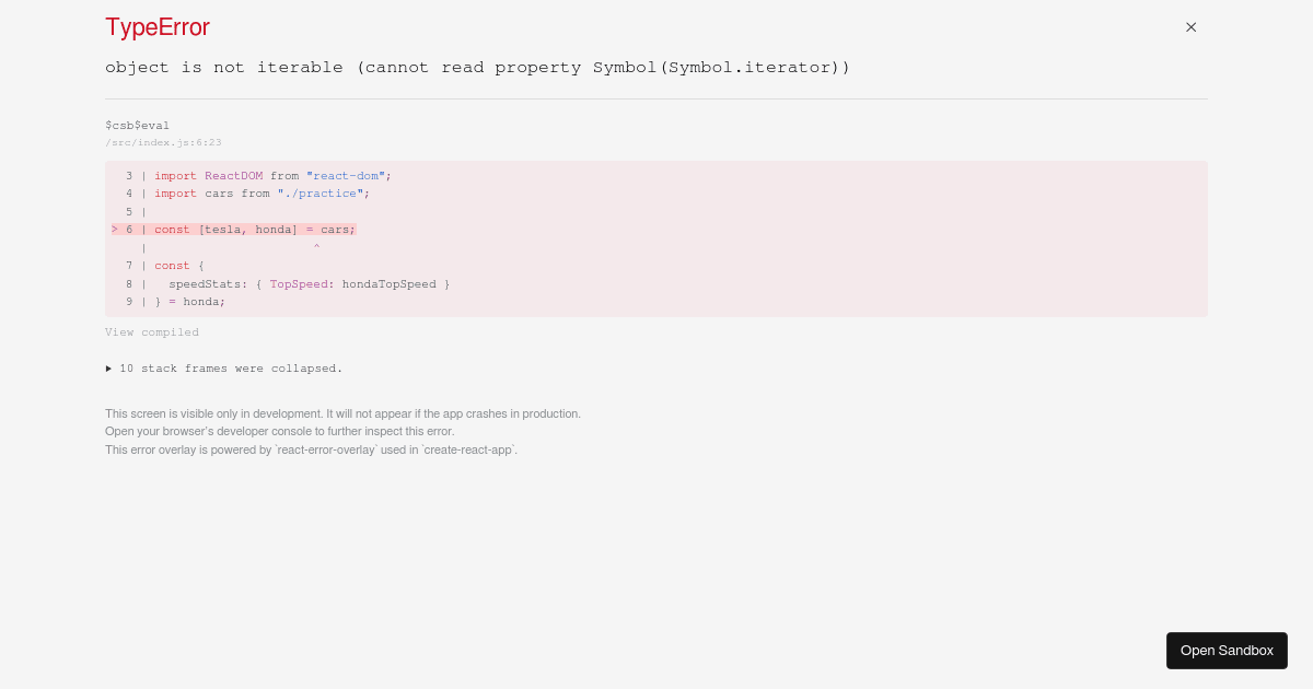 ES6 Destructuring (forked) - Codesandbox