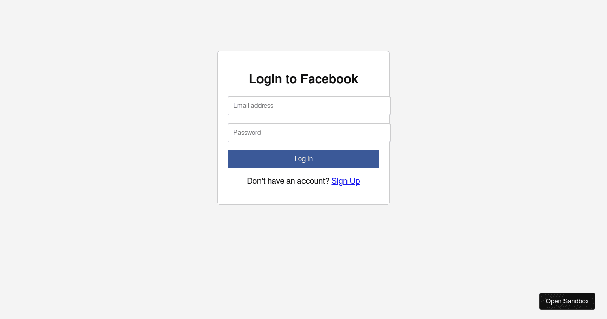 Fb login page - Codesandbox