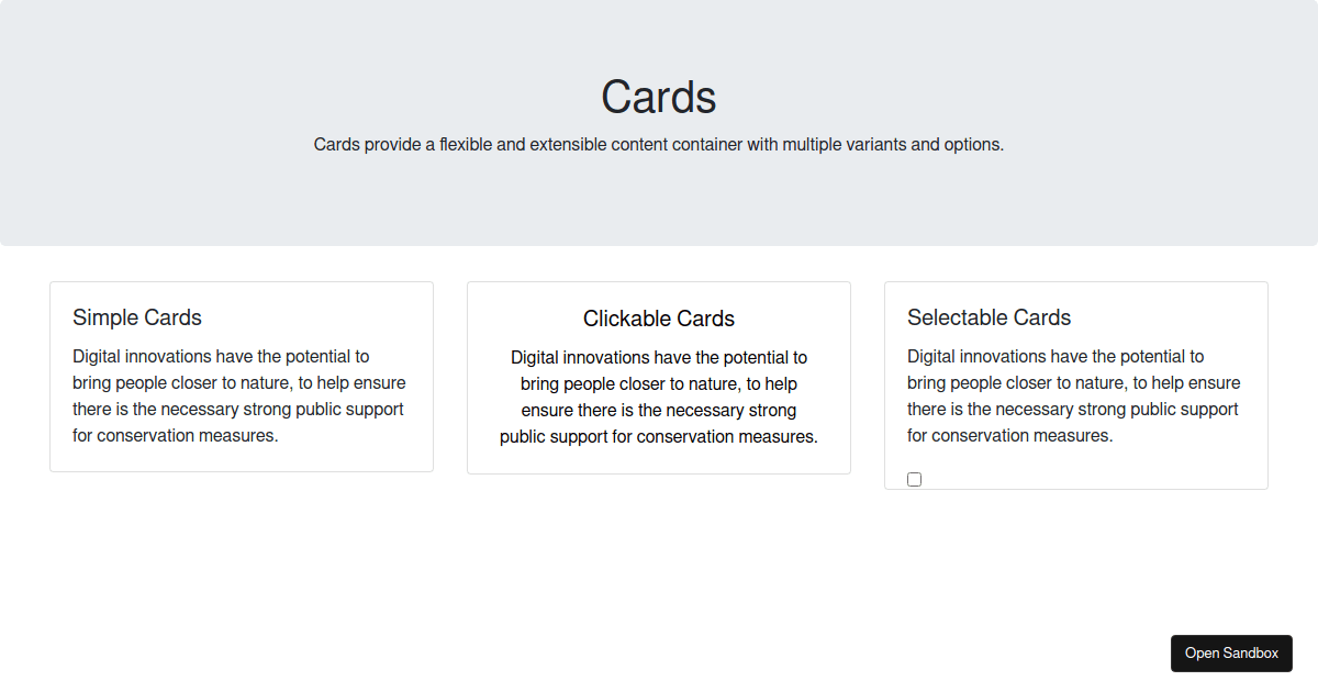 Cards - Codesandbox