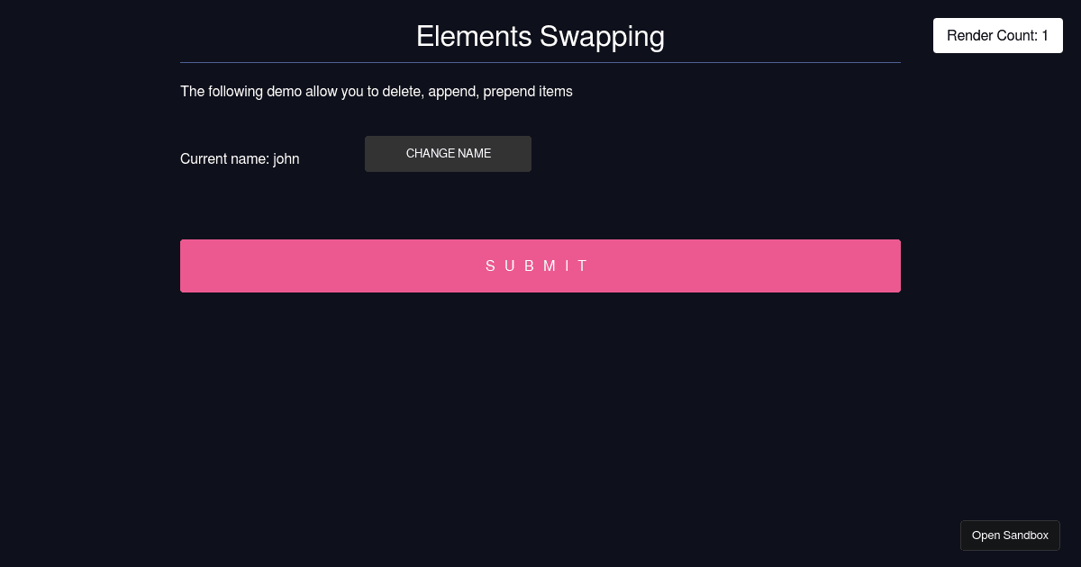 React Hook Form - Elements swapping - Codesandbox