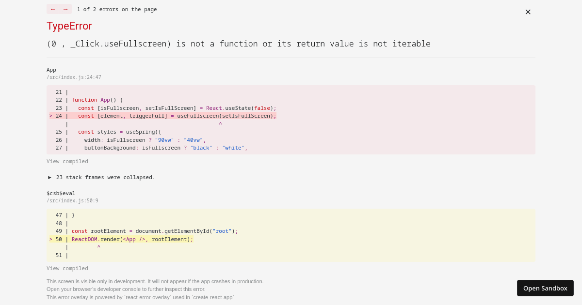 use-fullscreen example (forked) - Codesandbox