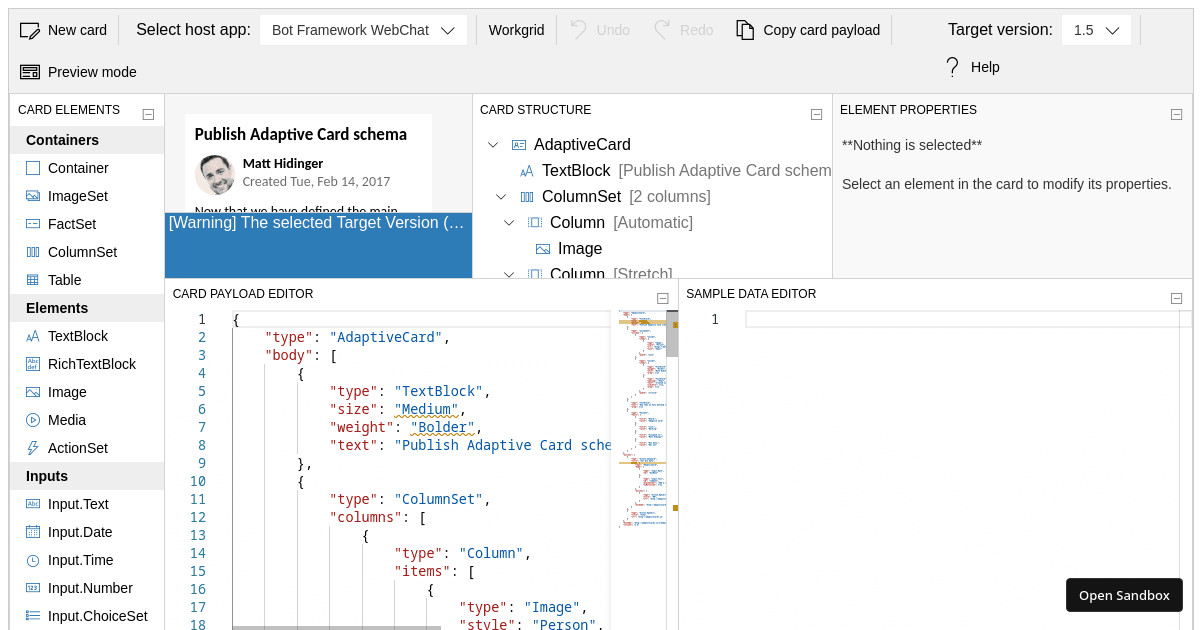 adaptive-card-designer-poc (forked) - Codesandbox
