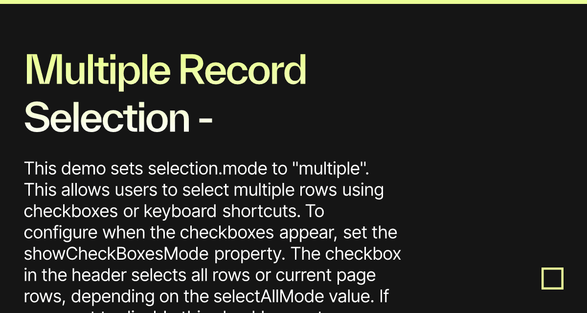Multiple Record Selection - DevExtreme Data Grid - Codesandbox