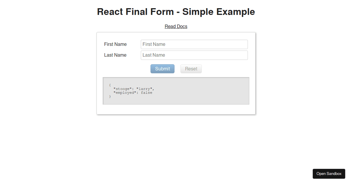 so: Final Form reset specific field value - Codesandbox
