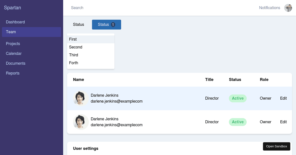 Dashboard (forked) - Codesandbox