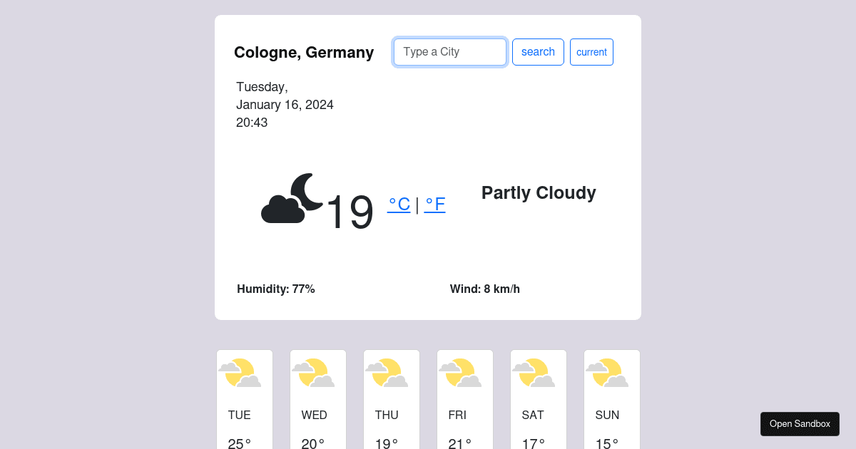 Weather App - Codesandbox