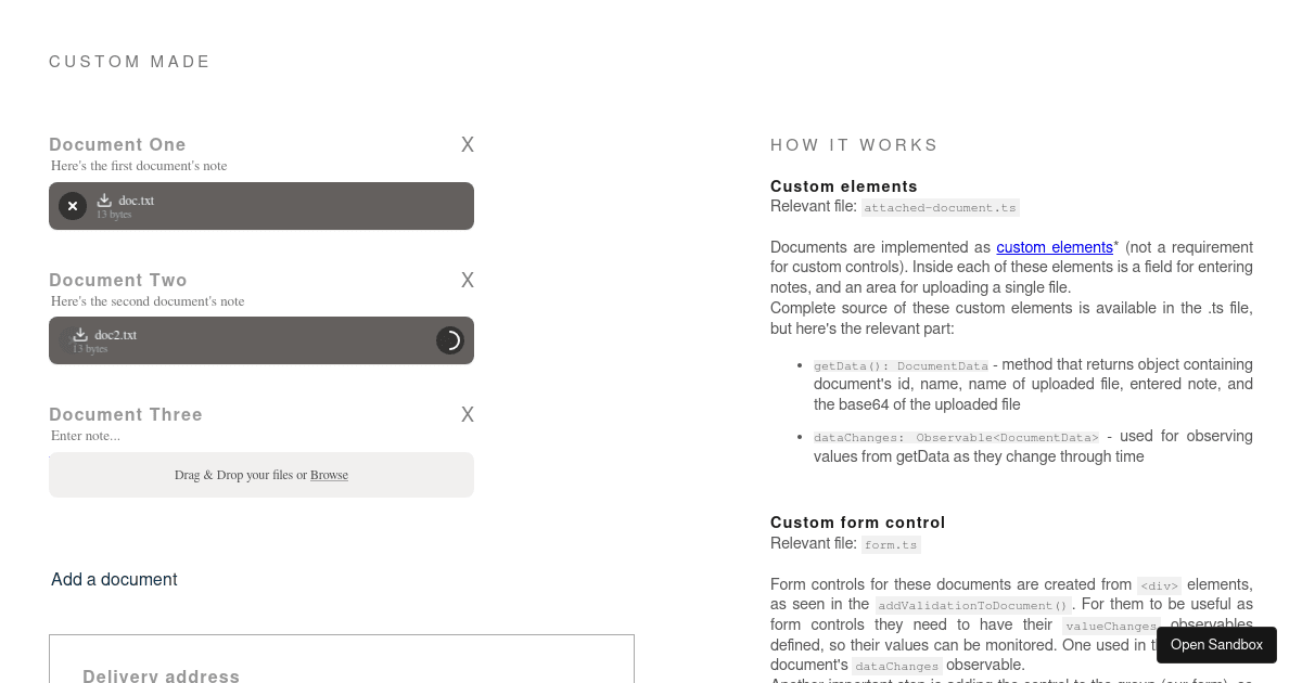 Custom made - Codesandbox