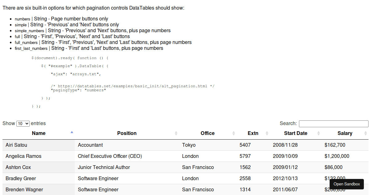 36 Example arrays.txt pagination Codesandbox