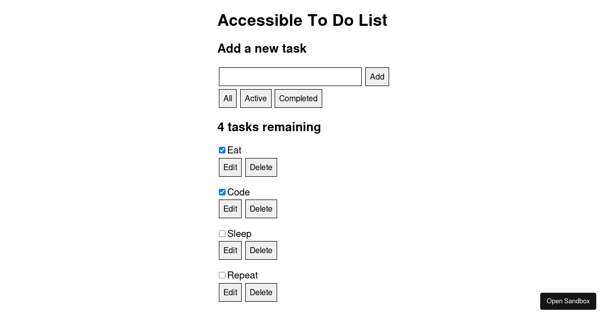 accessible-to-do-list - Codesandbox