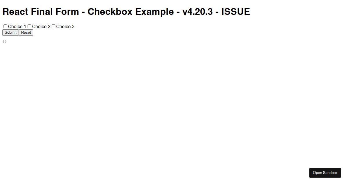 React Final Form Checkbox Example