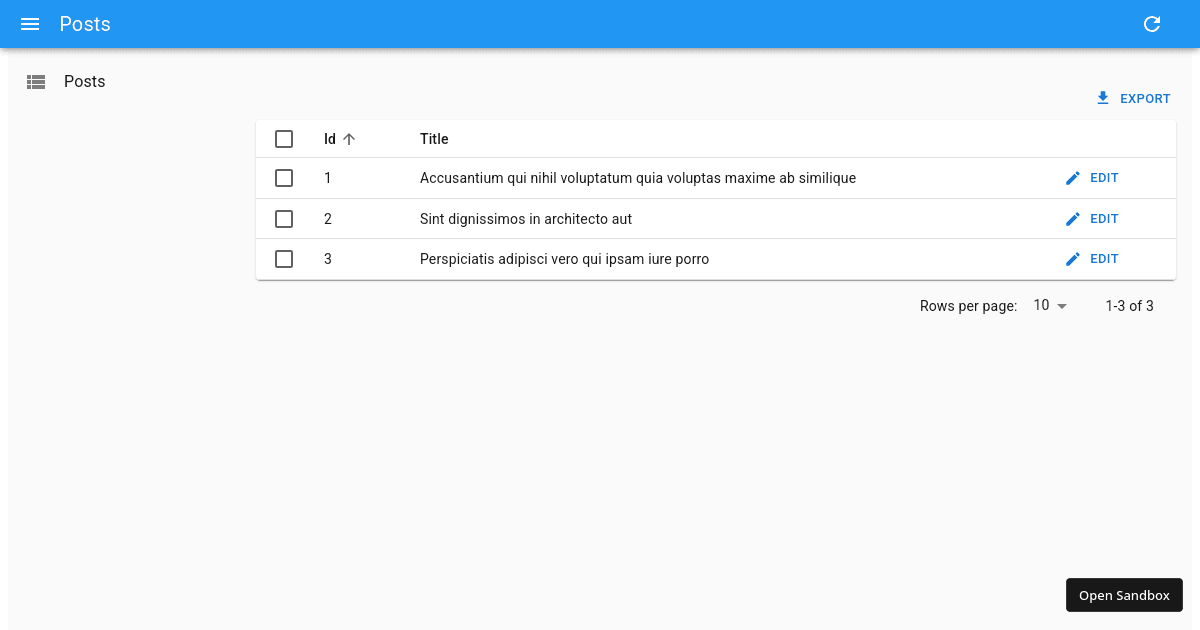 React Admin v4 Tab Issue - Codesandbox