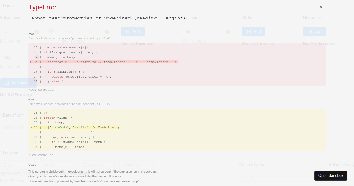 signup form - Codesandbox