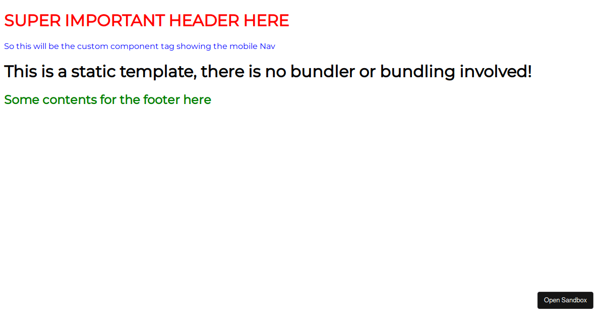 Making components in HTML !! - Codesandbox
