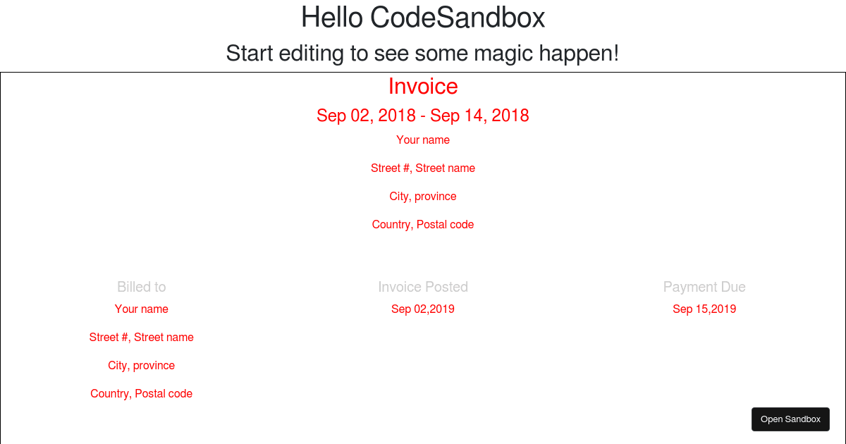 HTML to PDF jsPDF react (forked) - Codesandbox