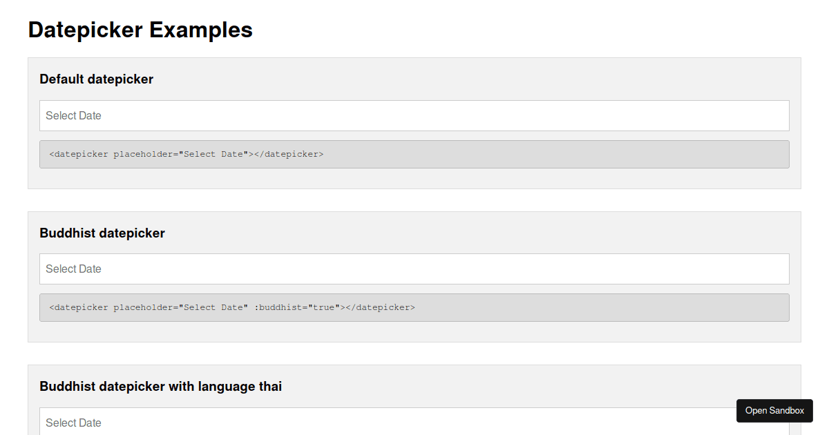 Vue Datepicker demo (forked) - Codesandbox