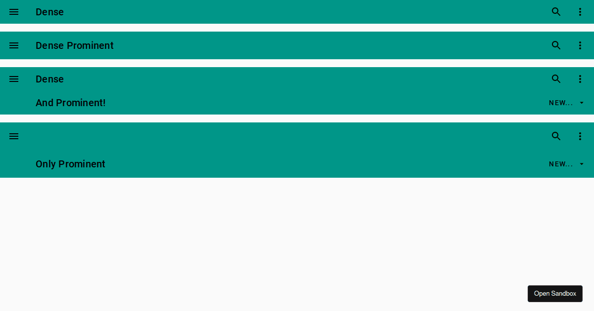 AppBar Example - Different Sizes (forked) - Codesandbox