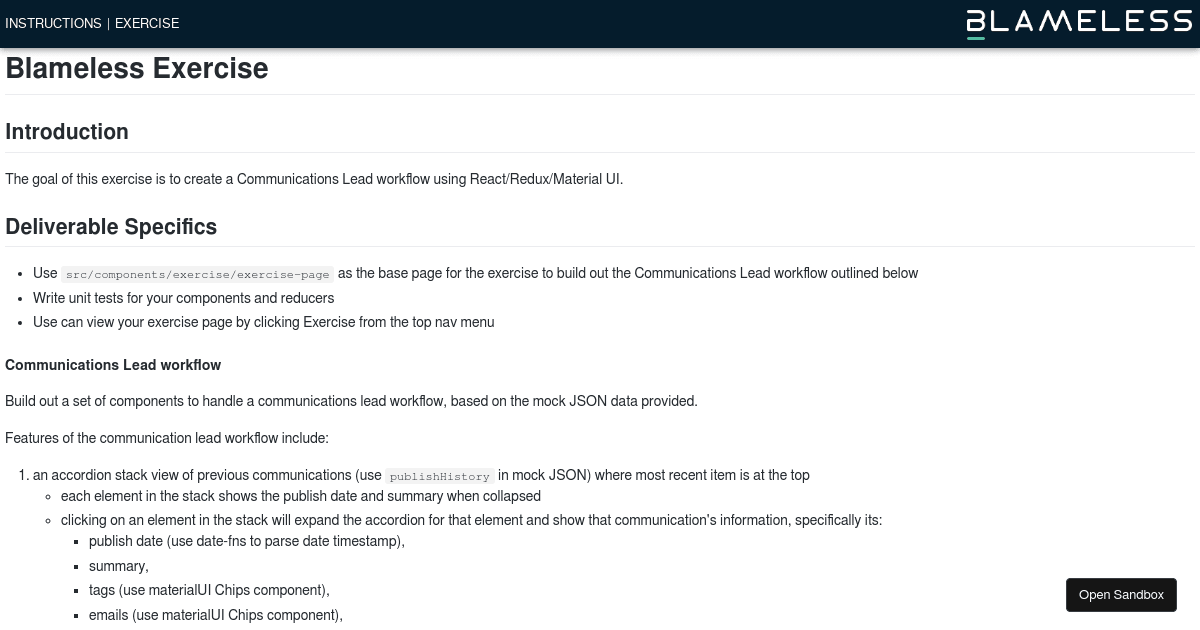 Blameless Exercise TS (forked) - Codesandbox