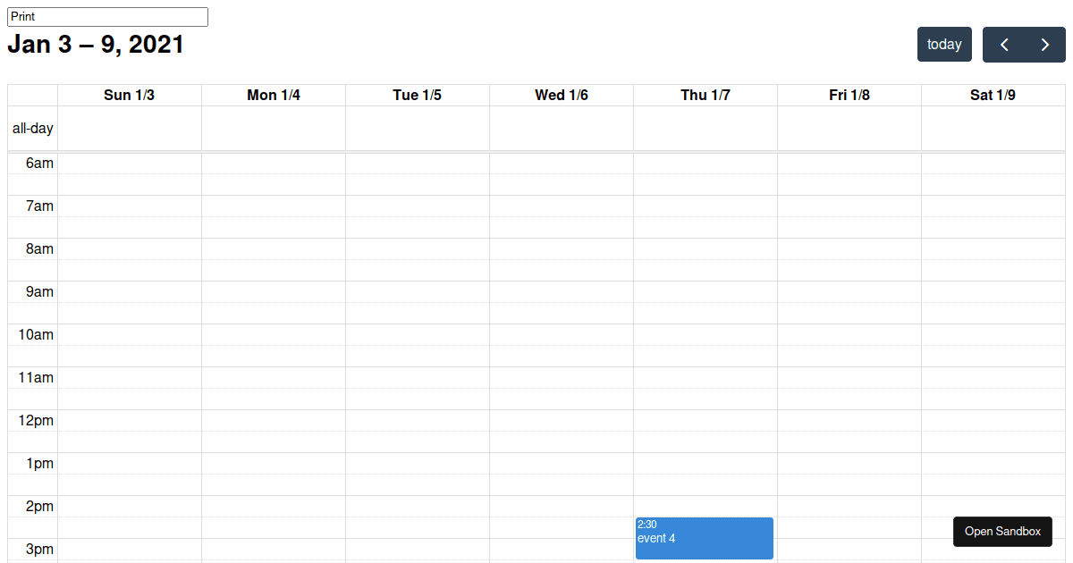 Fullcalendar react forked codesandbox