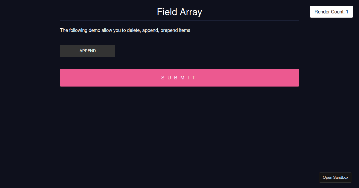 React Hook Form - useFieldArray Template (forked) - Codesandbox