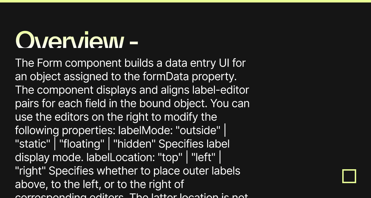 Overview - DevExtreme Form - Codesandbox