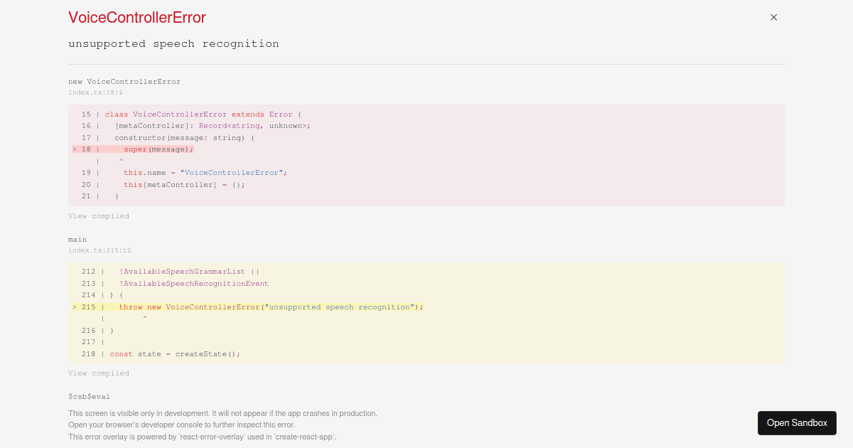 Voice Controller TS - Codesandbox
