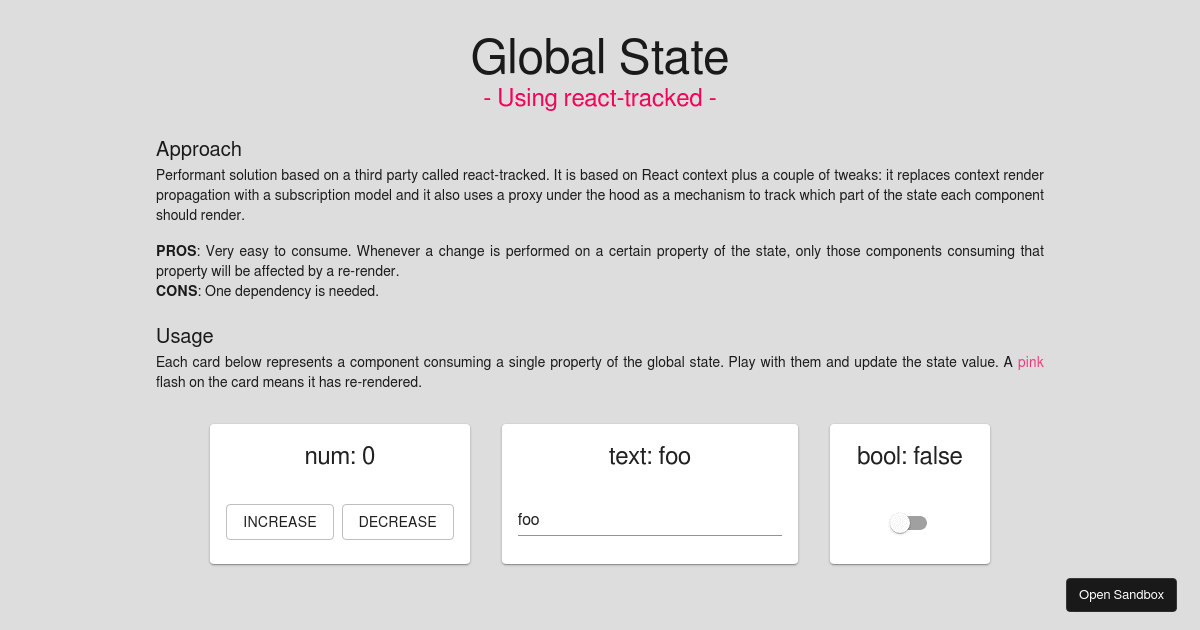 Global State - Using react-tracked (forked) - Codesandbox